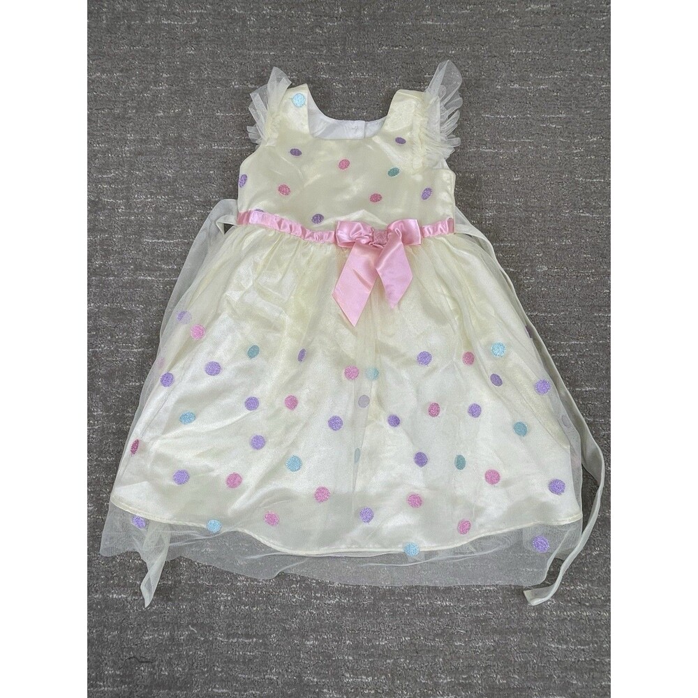 Jona Michelle Girls Dress 3T YellowPolka Dot Easter Holiday Sleeveless Tulle Bow